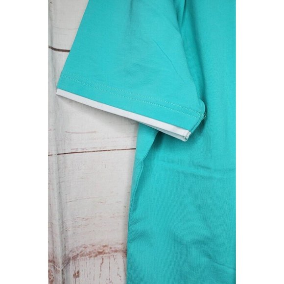 Vassari Los Angeles Mint White Button Long Collar Designer Short Sleeve Shirt - Picture 6 of 12